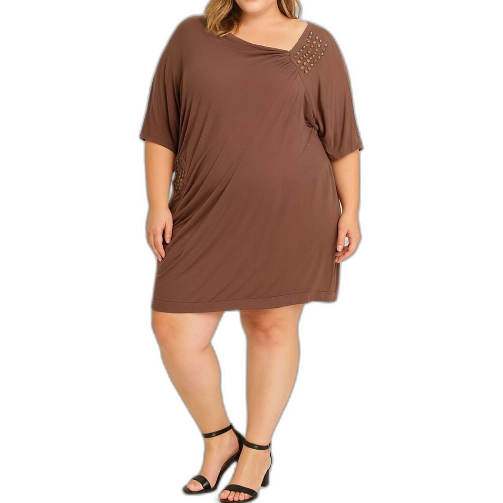 Maurice’s Draped Asymmetric Neck 3/4 Sleeve Dress | 3X
